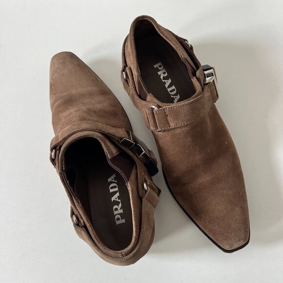 Prada Suede Harness Ankle Boots - Picture 4 of 9
